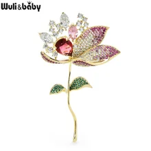 Wuli & Baby Luxe Bloem Broches Voor Vrouwen Zirconia 3-Kleur Bruiloften Kantoor Broche Pins Geschenken
