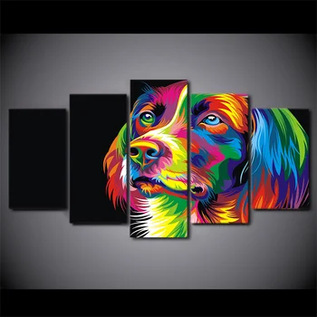 

5 Pieces Colorful Dog Painting On Canvas Room Decoration Print Poster Picture Canvas Painting