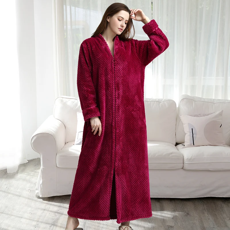 Мужской термо халат размера плюс, плотный фланелевый теплый банный халат кимоно, мужской зимний халат, женский мужской халат с длинным рукавом - Цвет: Rose Women