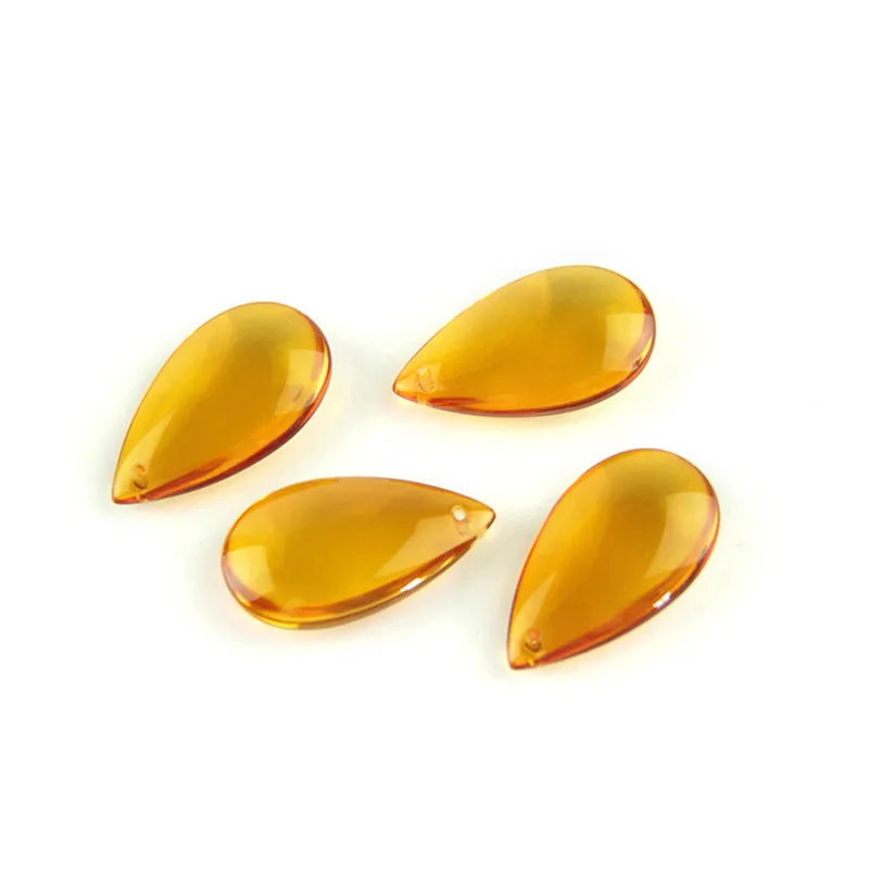 Хрустальные подвески в виде капли 38 мм смешанные цвета гладкие каплевидные призмы Suncatcher хрустальные бриллиантовые подвески - Цвет: amber