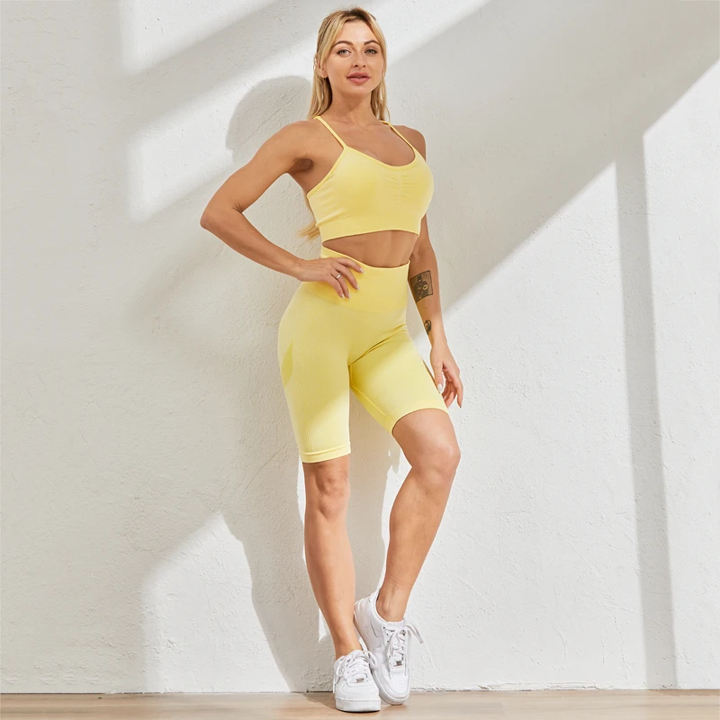 SKOVOR Seamless Shorts Sports Fitness Stretch Shorts Push Up Sexy Woman High Waist Cycling Short Femme Workout Tight Shorts swim trunks