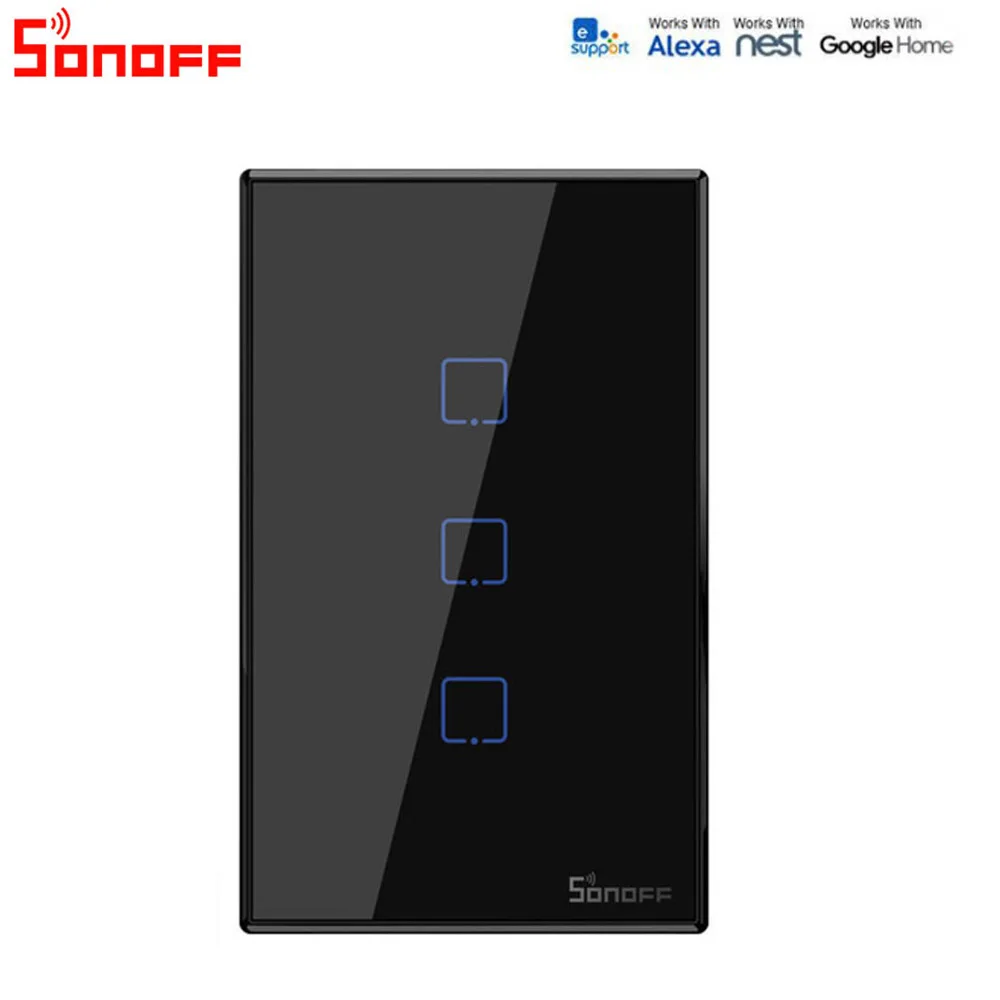 Itead Sonoff T3US 120 Размеры 1/2/3 TX 433 МГц RF удаленным управлением переключатель Wi-Fi с границы работает с Alexa Google Home