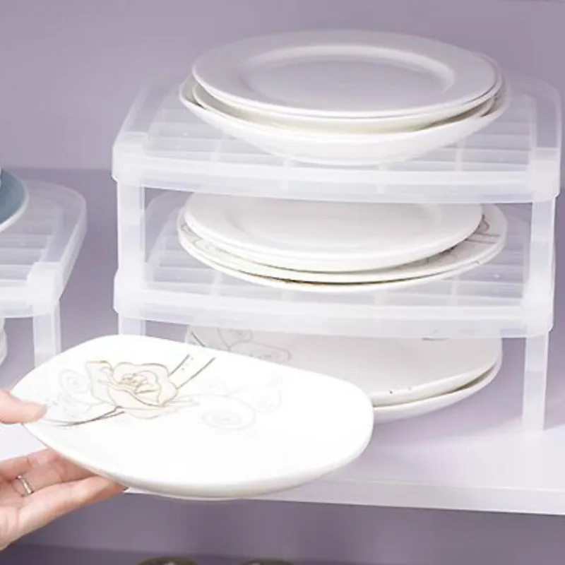 Single Layer Dish Plate Storage Organizer Transparent Antibacterial Vertical Rack Creative Kitchen Frame Space-Saving YHJ121712