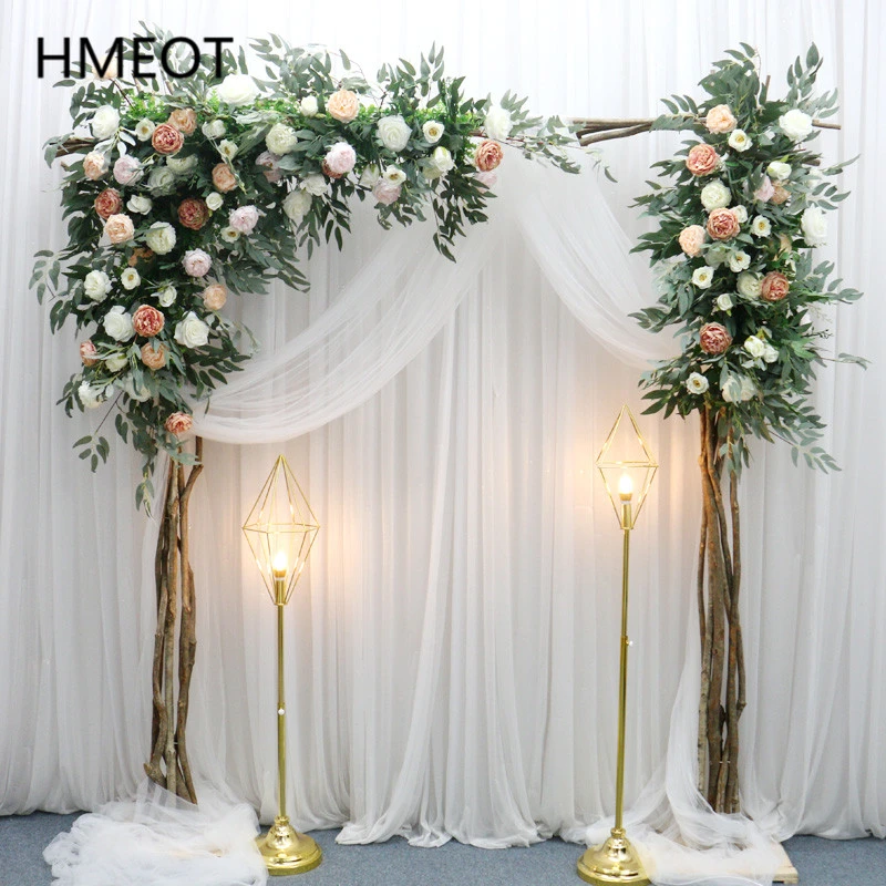 Conjunto de flores artificiales para colgar en la pared, set de decoración  Floral con hojas de sauce, rosas, para fondo de boda|Flores artificiales y  secas| - AliExpress