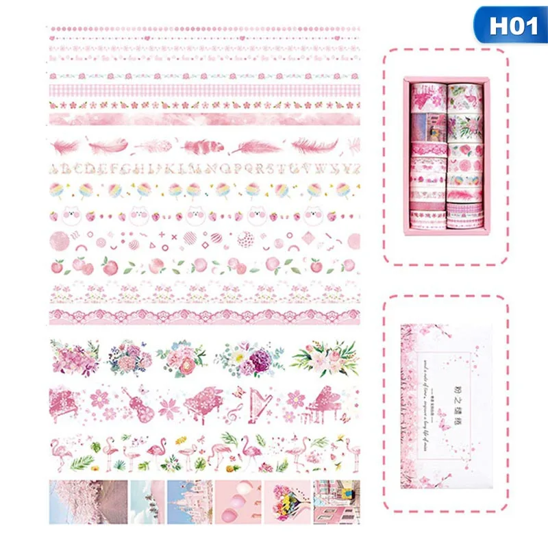 20 Pcs/box Beautiful Color Journal Washi Tape Adhesive DIY Scrapbooking Sticker Label Masking Tapes School Supplies Stationery