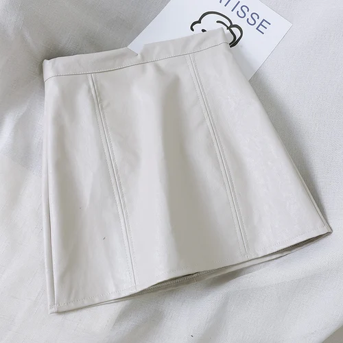 Neploe/облегающая кожаная юбка с завышенной талией для женщин, тонкая мини-юбка трапециевидной формы, осенне-зимние прочные юбки Mujer Moda 45997 - Цвет: Grayish white