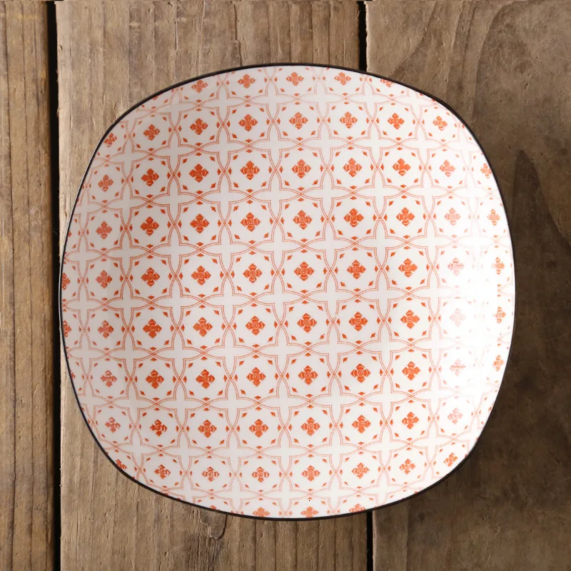 Европа современный лаконичный глазурь вниз окрашенная керамика фарфоровая тарелка посуда бытовая 8 дюймов Глубокий квадратный ceramica диск для еды - Цвет: Y