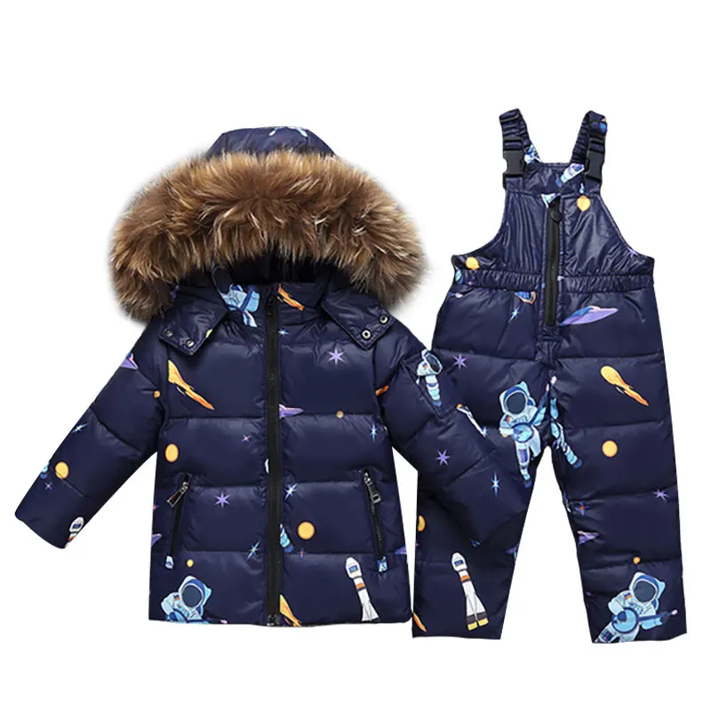 

2019 Winter Warm Down Jacket For Baby Girl Clothes Child Clothing Sets Boys Parka Real Fur Coat Kids Snow Wear Infant Overcoat