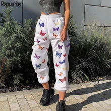 Rapwriter Fashion Butterfly Print Loose Pants Srping Women Summer 2020 Stretch High Waist Streetwear Jogger Pencil Pants Pocket Rapwriter Fashion Butterfly Print Loose Pants Srping Women Summer 2020 Stretch High Waist Streetwear Jogger Pencil Pants Pocket