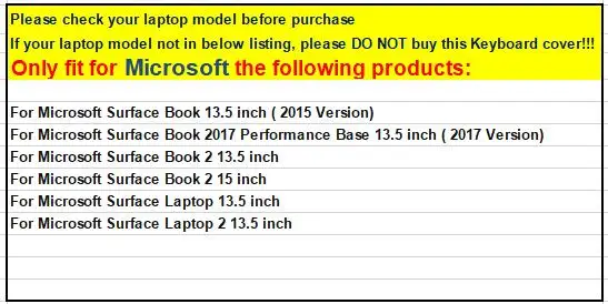 Laptop Keyboard Cover For Microsoft Surface Book 2 13 15 13.5 15.6 Inch Laptop 1/2 Notebook Protective Skin TPU Clear Film