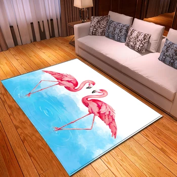 

Cartoon Flamingo Living Room Carpet Home Decorative Kids Play Mat Bedside Area Rugs Floor Mat Flannel Dining Table Rug Carpets