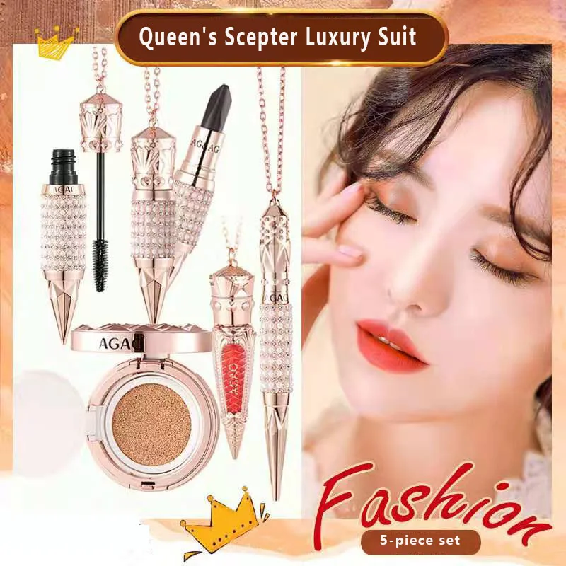 NEW Cosmetic Makeup Set Air Cushion Finishing Powder Face Powder Pearly Lustre Eyeliner Non-Stick Cup 3 colors Lipstick Kit 3