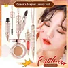 NEW Cosmetic Makeup Set Air Cushion Finishing Powder Face Powder Pearly Lustre Eyeliner Non-Stick Cup 3 colors Lipstick Kit 3
