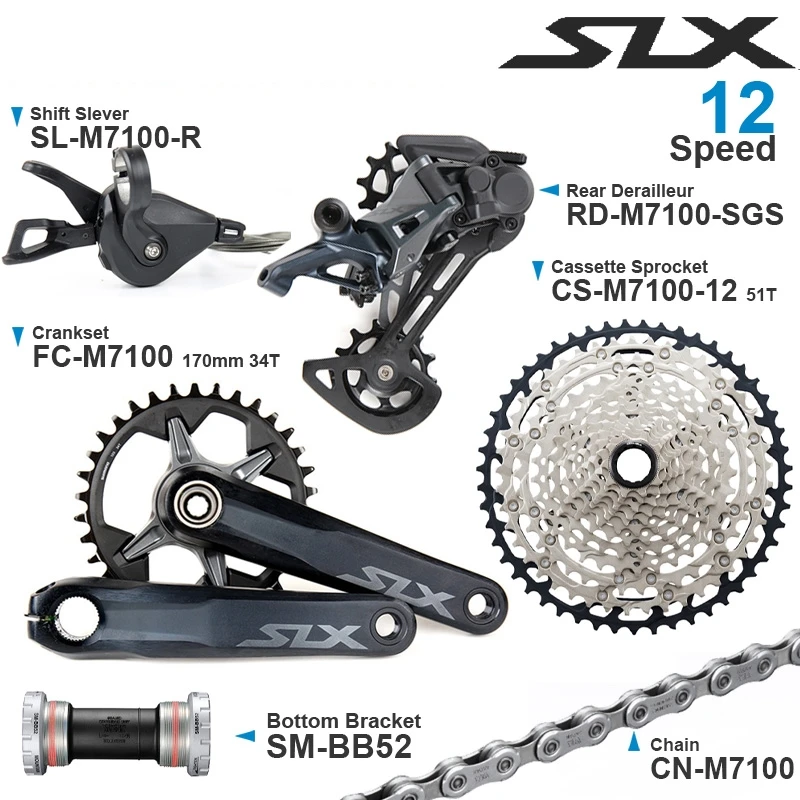 Переключатель передач SHIMANO SLX M7100 механизм переключения 10-45T/51T 12 Скоростей 1x12 В |