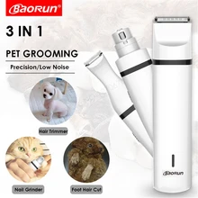 

NEW TY BaoRun 3 IN 1 Pet Grooming Kit Rechargeable Pets Clippers Dog Cat Hair Trimmer Paw Nail Grinder Foot Cutter Hair Cutting