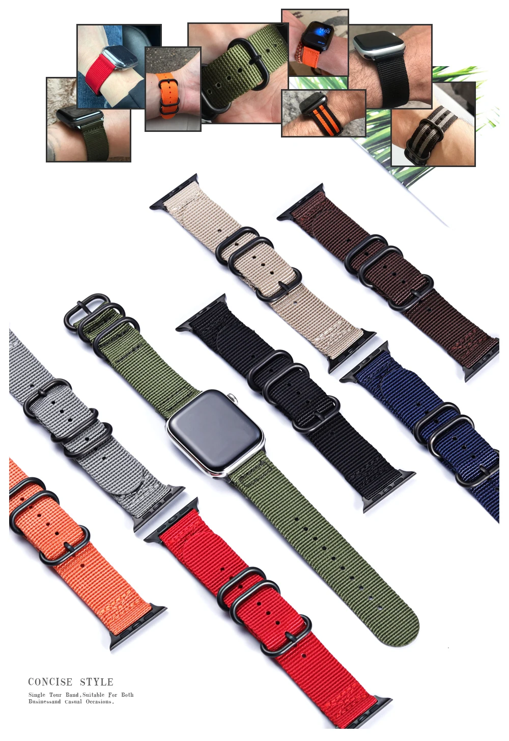 Hot Sell Nylon Watchband for Apple Watch Band Series 4/3/2/1 Sport Bracelet accessories 42 mm 38 mm 40mm 44mm Strap For iwatch