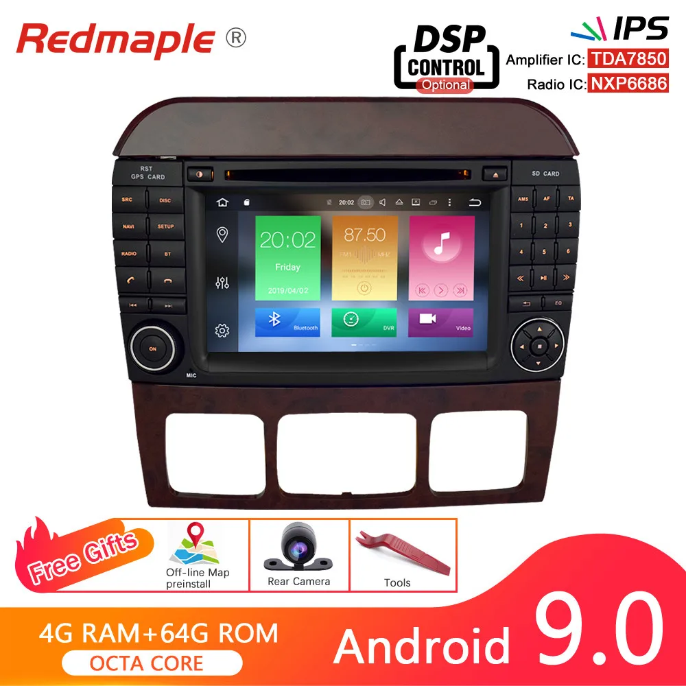 Android 9 0 Автомобильный GPS Радио навигационный плеер для Benz S320 S350 W220 W215 CL600 1998 2005 авто