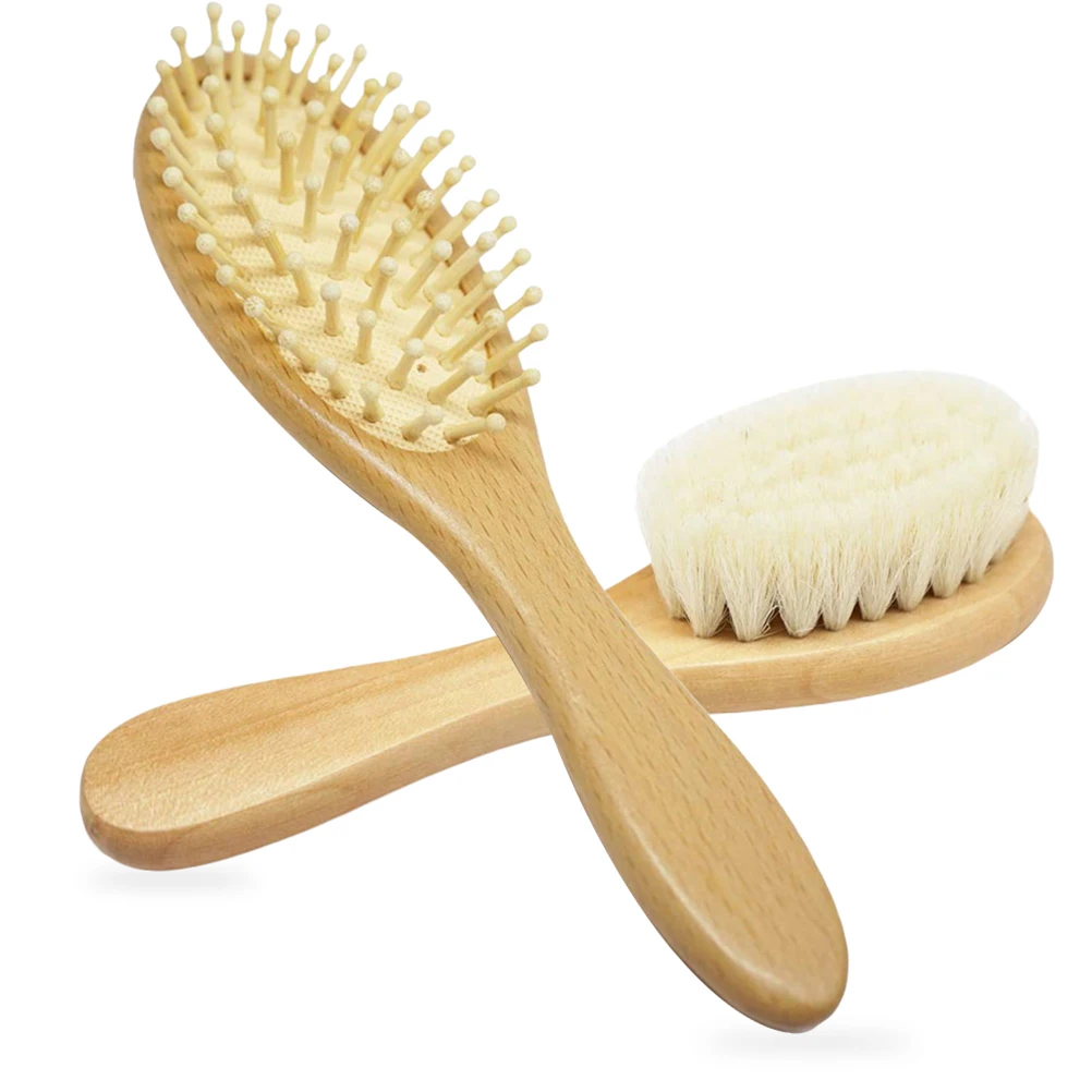 Newborn Brush Set Soft Bristles Brush Air Cushion Wooden Comb Infant