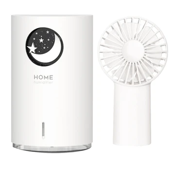 

Handheld Fan,and Ultrasonic Humidifiers Set, Essential Oil Cool Air Mist Auto Shut-Off, with Night Light (2 Pack)