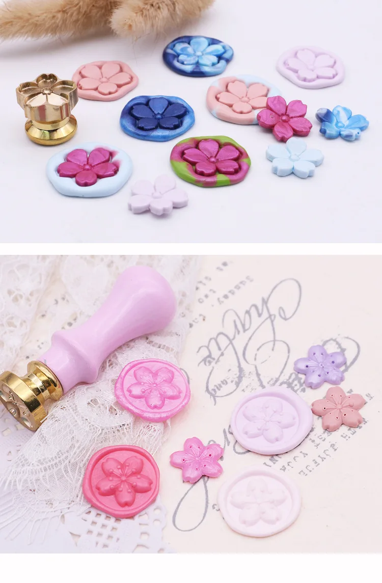 Creative Special-shaped Wax Seal Stamp Fire Lacquer Seal Head Wedding Greeting Card Wax Seal bow-knot 3D Cherry sakur（no handle）