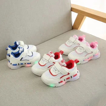 

MUQGEW 2019 New Fashion Lighted Sport Sneakers Mesh Led Light Luminous Run Sport Shoes Children Baby Girls Boys Girls Shoes 24