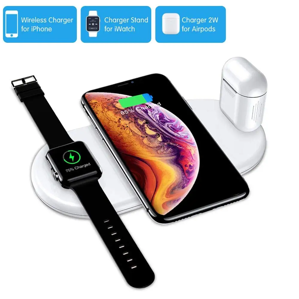 

Wireless Charger, 3IN1 Wireless Charging Pad Compatible with Apple,iWatch Series 4/3/2/1/,Qi Wireless Charger for iPhone Xs