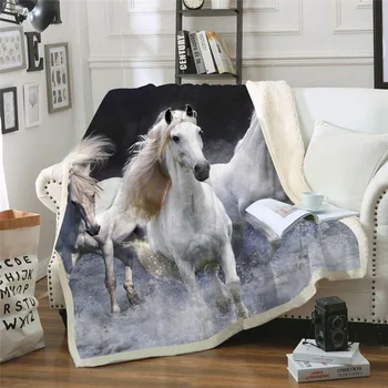 

BEST.WENSD HD Galloping horse Blankets Bedroom Quilt for Adult New Classical/Post-modern Portable Queen Travel Blanket Fleece