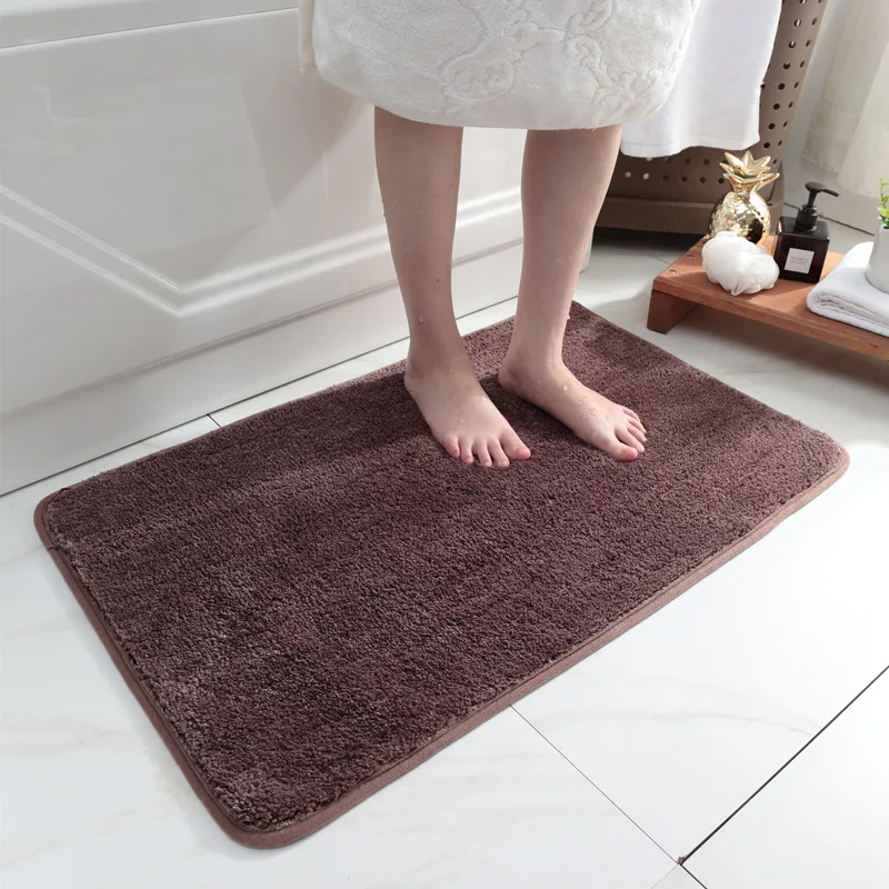 Soft Plush Bath Mat Bathroom Carpet Solid Color Water Absorption Non-Slip  Rug Foot Pad Kitchen