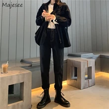 Джинсы женские прямые свободные винтажные однотонные универсальные шикарные повседневные уличная одежда с высокой талией BF унисекс модные унисекс повседневные Ulzzang