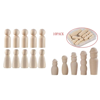 

Promotion! 20Pcs Famliy Wooden Peg Dolls Unfinished Diy Wood Art Craft for Paint Stain Wood Color