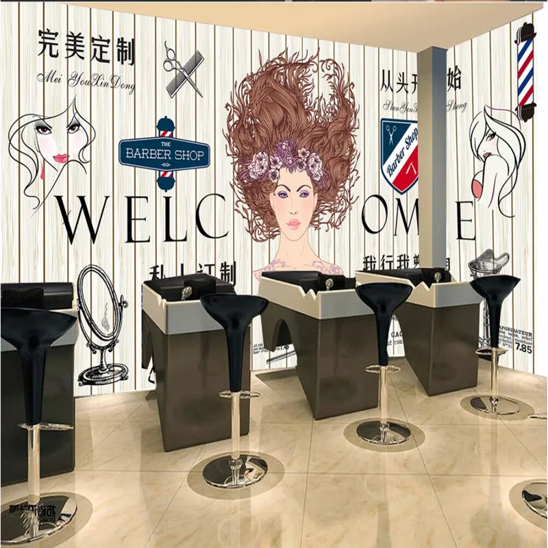 Частная прическа пользовательский парикмахерский настенный бумажный 3D