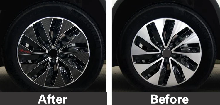 16, 17, 18 дюймов колесо из углеродного волокна обод наклейки для центрального движения колеса Водонепроницаемый наклейка для Volkswagen VW Tiguan 2012 2013