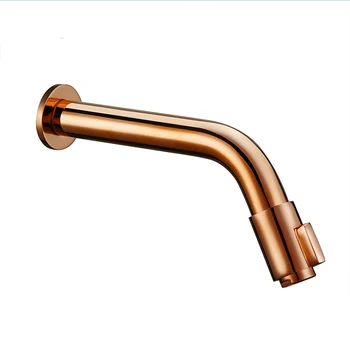 

Modern Minimalist Style Wall Mounted Rose Gold Basin Faucet Bathroom Accessories Cold Water Single Handle Round Brass B