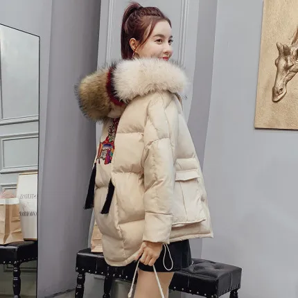Kpop/Модная пуховая хлопковая одежда высокого качества; женские зимние пальто; куртки; Новинка года; свободная теплая пуховая парка; милая хлопковая 115 для девочек