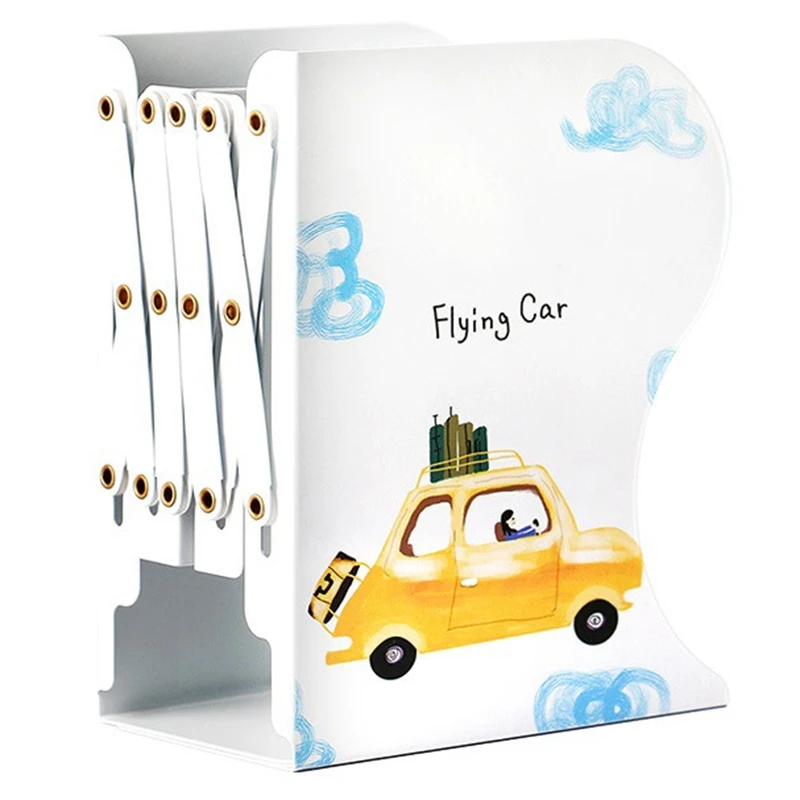 

1Pc Kawaii Metal Desk Book Holder Retractable Book Block Student Desk Storage Box Office School Home Shelf Stationery Yellow
