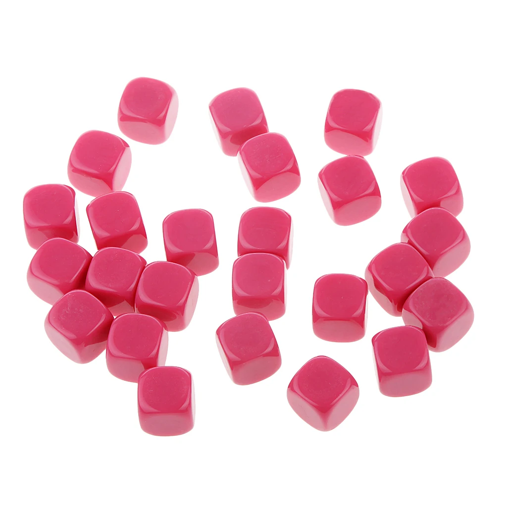 25pcs 16mm Opaque Blank D6 Six Sided Dice Teaching Resources Party Supplies 