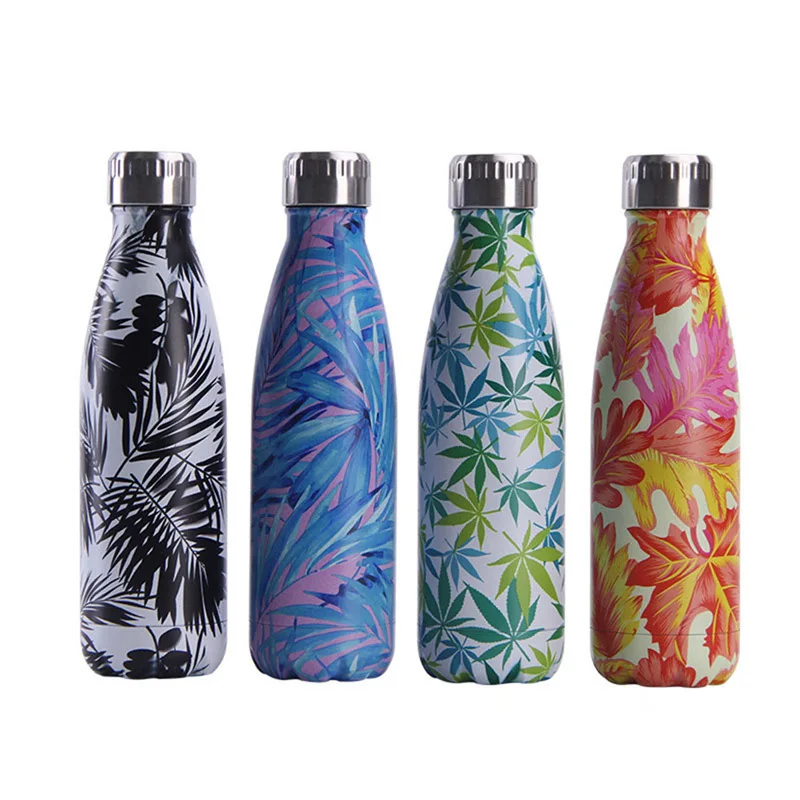 

Leaf Water Bottle 500ml Insulated Cold Cup Stainless Steel Thermos Vacuum Flask Sport Drink Bottle For Water Bike Gym Shaker