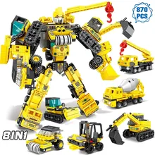 

Expert Engineering Car 8 In 1 Mech Warrior Assembly Building Blocks Moc Ideas Excavator Forklift Bricks Diy Toys for Boys
