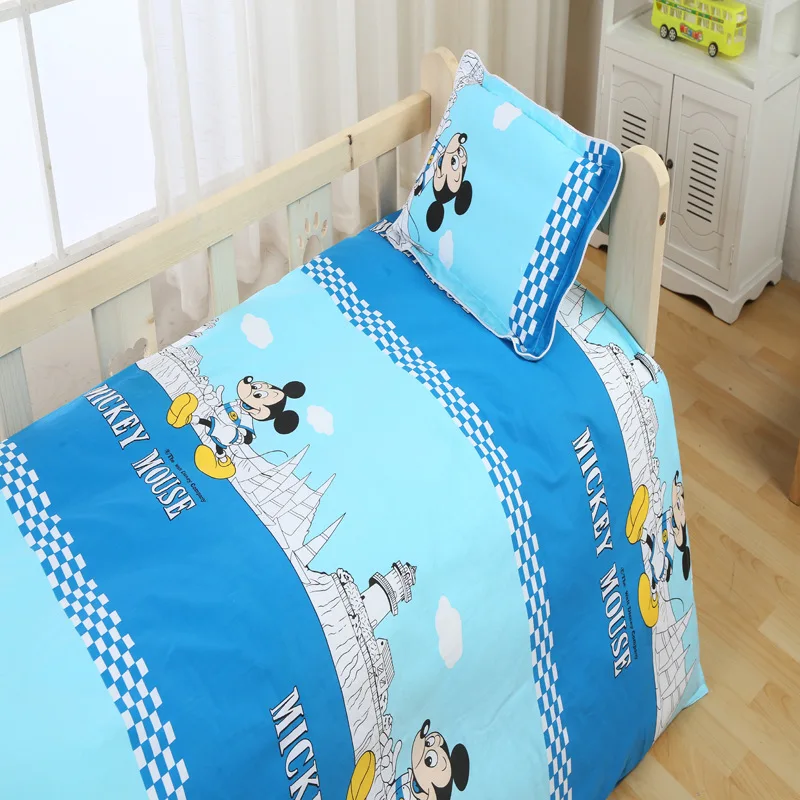 Disney 100% Cotton new Baby Bedding Set Mickey mouse Soft cot duvet Crib Sets kids Cot Set Duvet Cover Pillowcase Flat Sheet