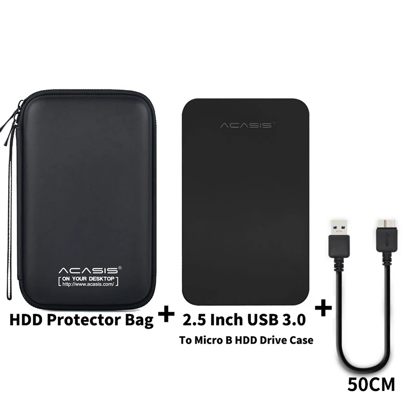 Чехол для жесткого диска Acasis 2,5 Sata Usb 3,0 для внешнего жесткого диска Ssd тонкий жесткий диск корпус Корпус для мобильного жесткого диска поддержка 4 ТБ 5 Гбит/с - Цвет: black Add HDD Bag