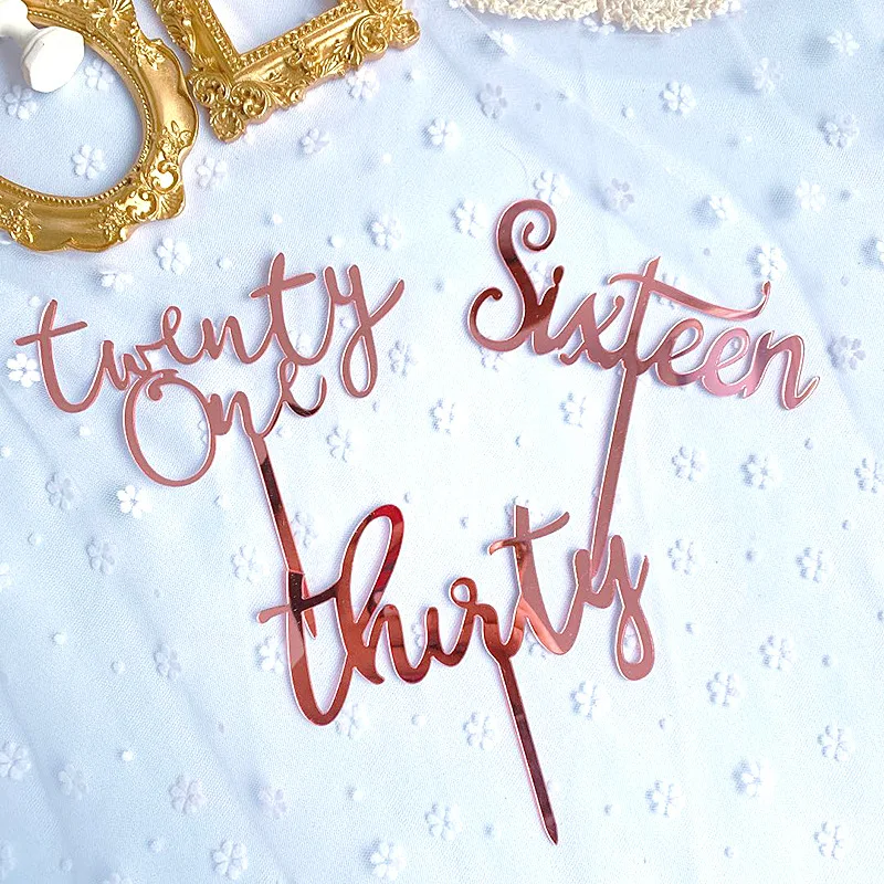 

Cake Decoration Rose Gold Sweet 16/21/30 Acrylic Number Happy Birthday Cake Toppers Wedding Anniversary Dessert Cupcake Decor