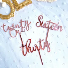 Cake Decoration Rose Gold Sweet 16/21/30 Acrylic Number Happy Birthday Cake Toppers Wedding Anniversary Dessert Cupcake Decor