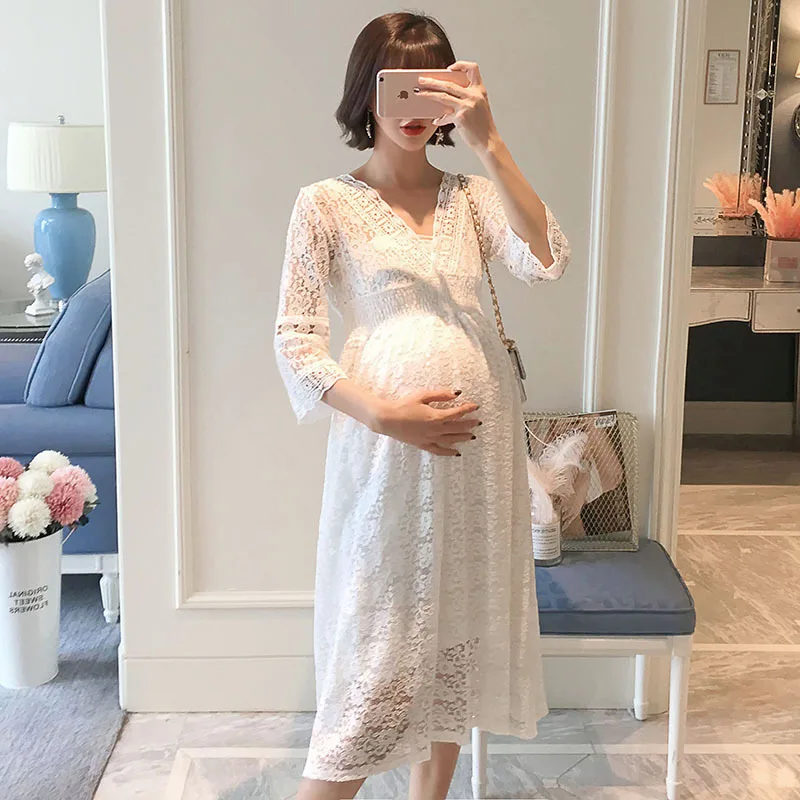 Модные платья для беременных, корейское платье, белое платье для беременных, весенние платья для беременных, для фотосессии, для беременных