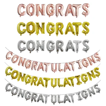 

1set 16inch Gold Congratulations Congrats balloon letters Foil Balloon birthday Party Decor Wedding anniversary graduation decor