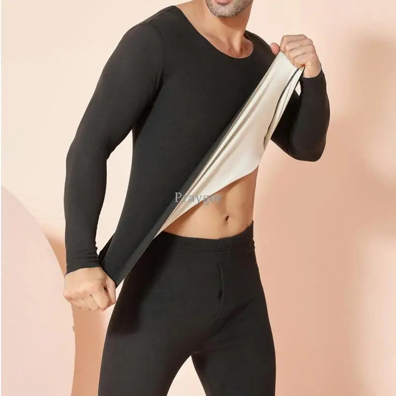Men Thermal Underwear Warm Long Jhons Winter Tops Buttoms Set AB Inside Clothes