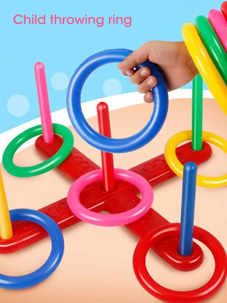 Hoop Ring Toss Plastic Quoits Garden Game Pool Toy Family Kids Durable and Practical 