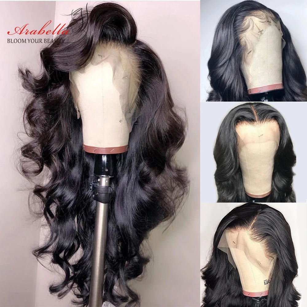 13X4 Body Wave HD Transparent Lace Frontal Wig Remy 180% Density Arabella Peruvian Lace Front 100% Human Hair Wigs Pre Plucked