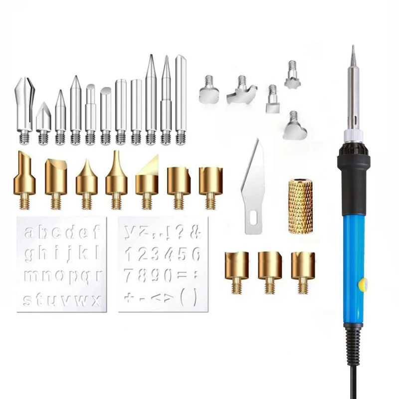 220 В/110 В 60 Вт регулируемый паяльник, набор для выжигания по дереву, набор ручек для пирографии, сварочные наконечники, инструменты для выбивания дерева