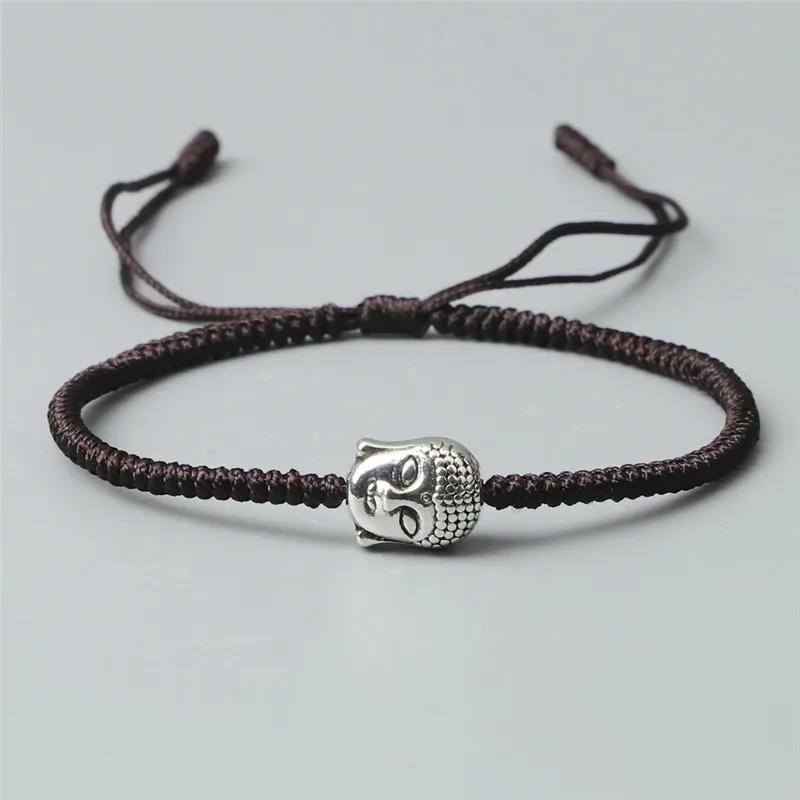 Buddha Head Fashion Bracelet Classic Red Black Brown Rope String