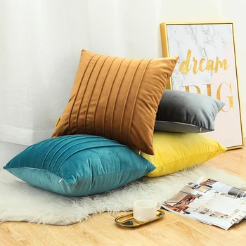 

Soild Color Velvet Farbic Throw Pillow Cover Cushion Cover Soft & Comfortable Square Cushion Case For Sofa Bedroom Car Decor
